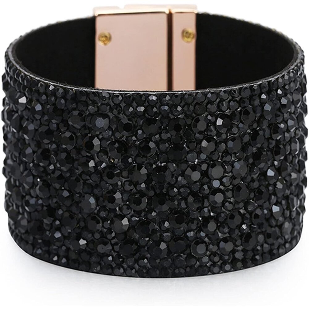Women's Rhinestone Cuff Bangle Bracelets Boho Leather Wrap Jewelry Gift
